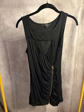 Guess Marciano Ruched Black Zipper Top | Sexy Bodycon Going Out Tank S